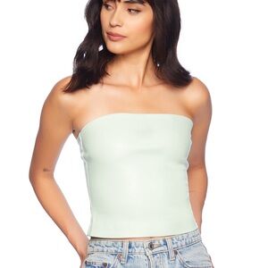 Susana Monaco faux leather tube top mint chip